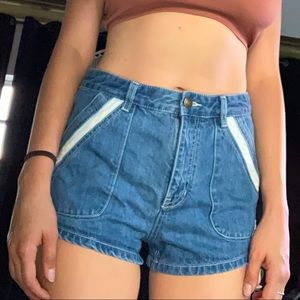 70s style denim shorts